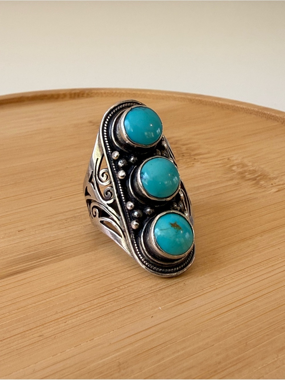 Silver Triple Turquoise ring